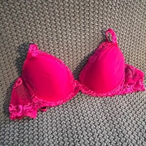 Natori Lace Trim Pink T-Shirt Bra Size 36D, Style 730023, Color: Dragon Fruit